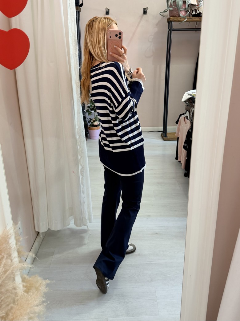 Cardigan MARINA a righe blu