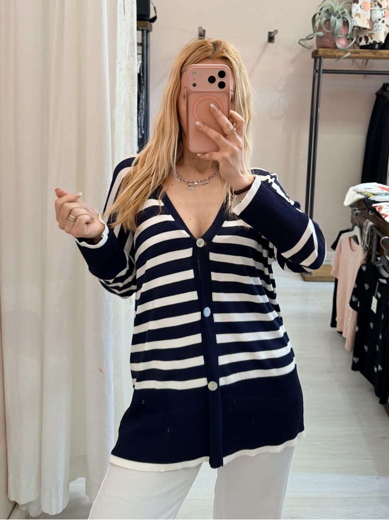Cardigan MARINA a righe blu