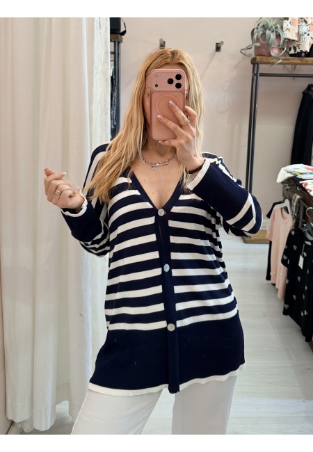 Cardigan MARINA a righe blu