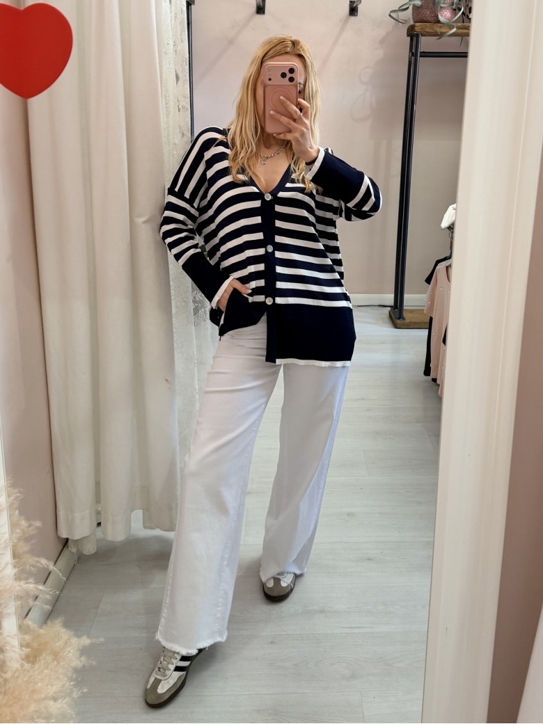 Cardigan MARINA a righe blu