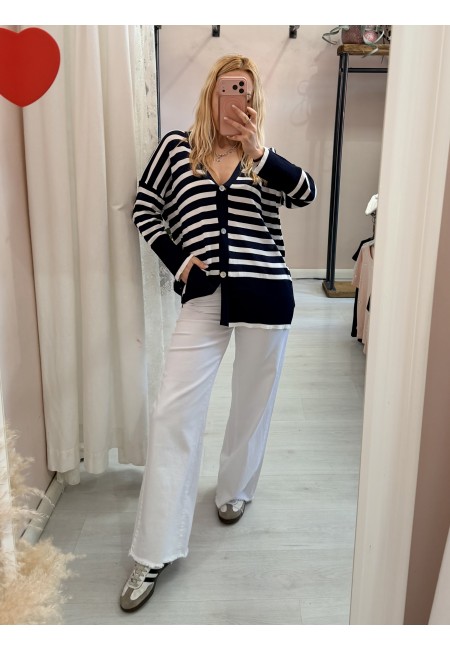 Cardigan MARINA a righe blu
