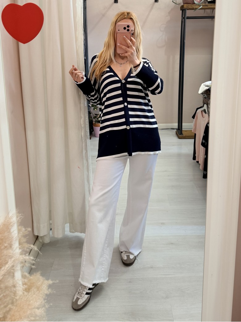 Cardigan MARINA a righe blu