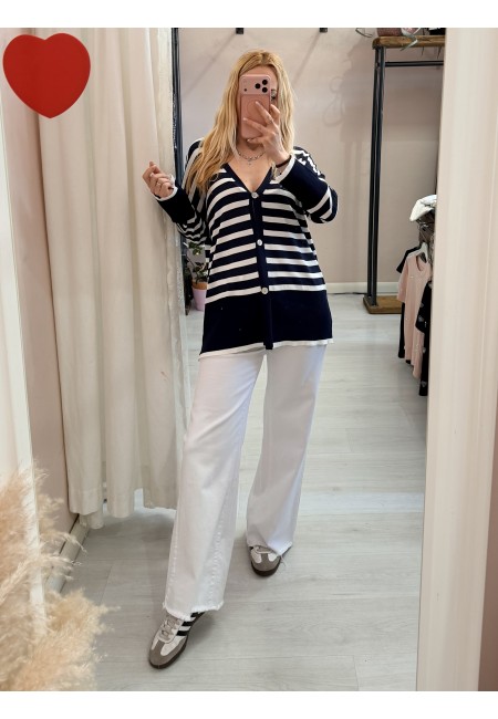 Cardigan MARINA a righe blu