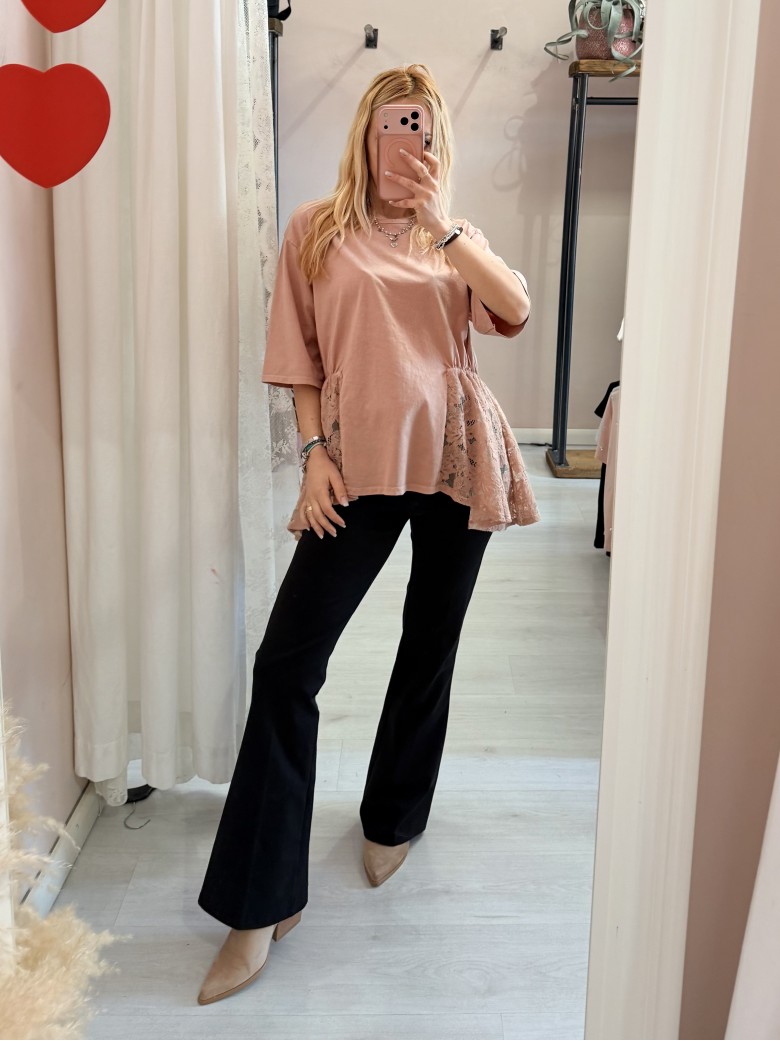 Maglia camilla pink con pizzo