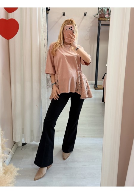 Maglia camilla pink con pizzo