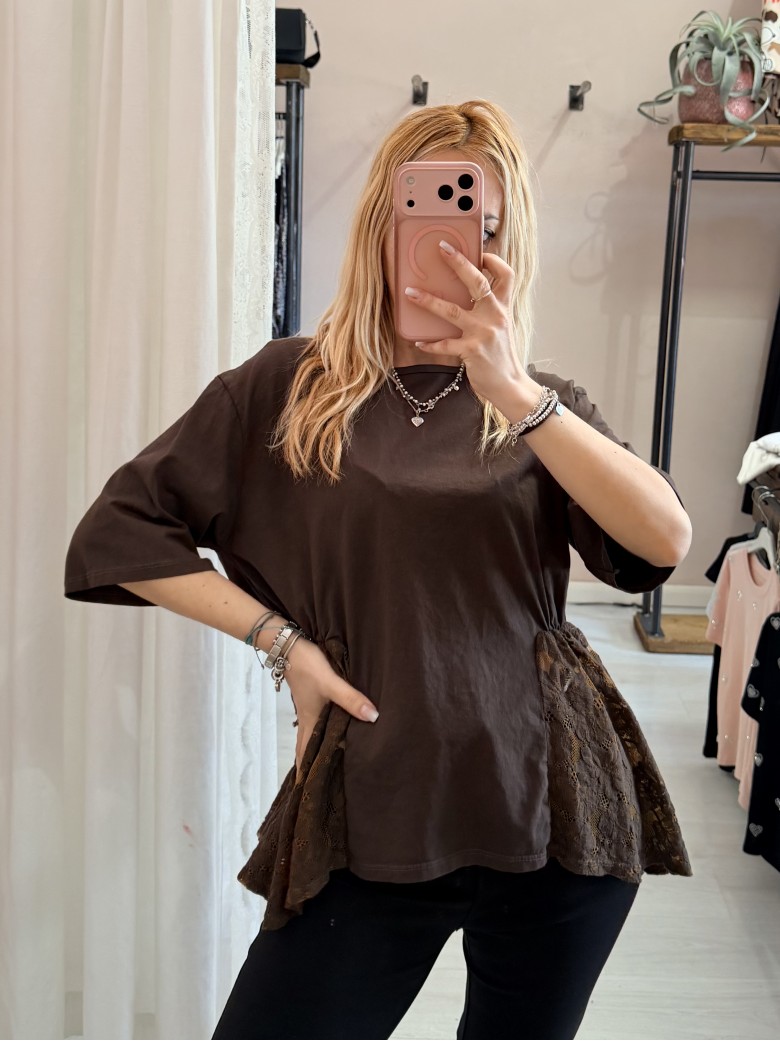 Maglia camilla choco con pizzo