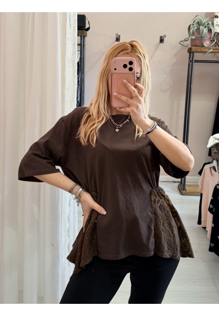 Maglia camilla choco con pizzo
