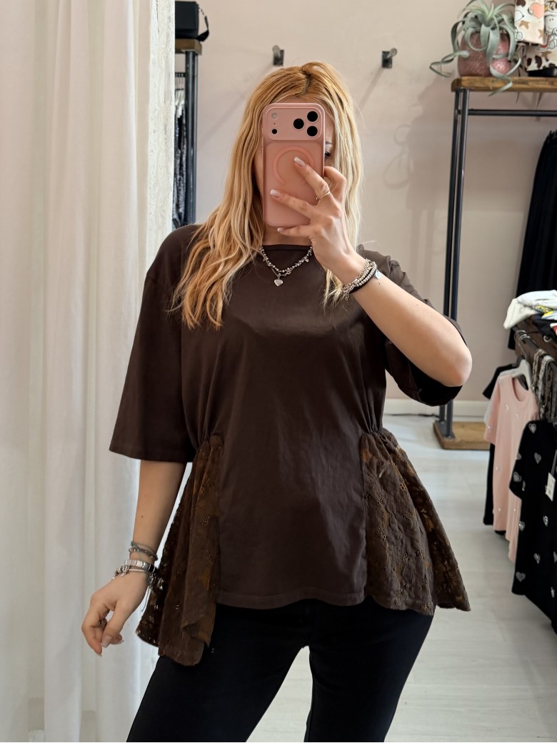 Maglia camilla choco con pizzo