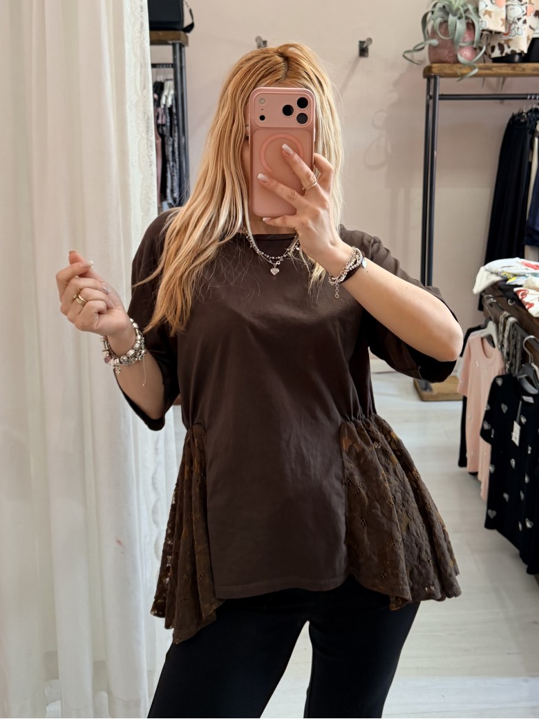 Maglia camilla choco con pizzo