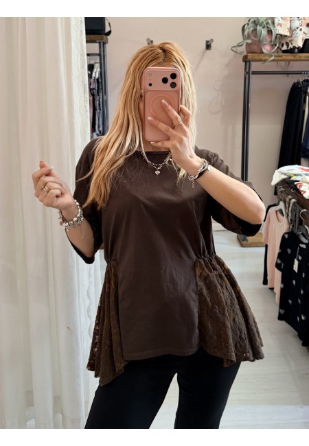 Maglia camilla choco con pizzo