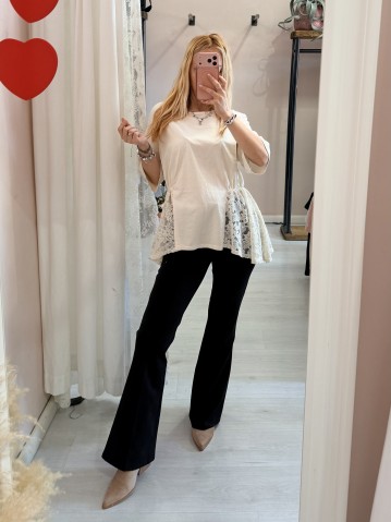 Maglia camilla burro con pizzo 2