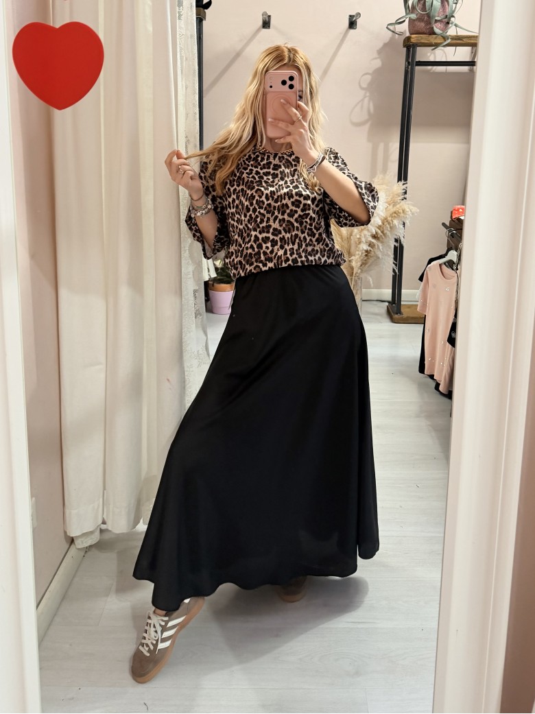 Gonna lunga in raso NERA