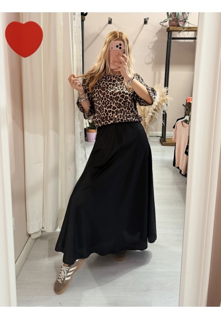 Gonna lunga in raso NERA
