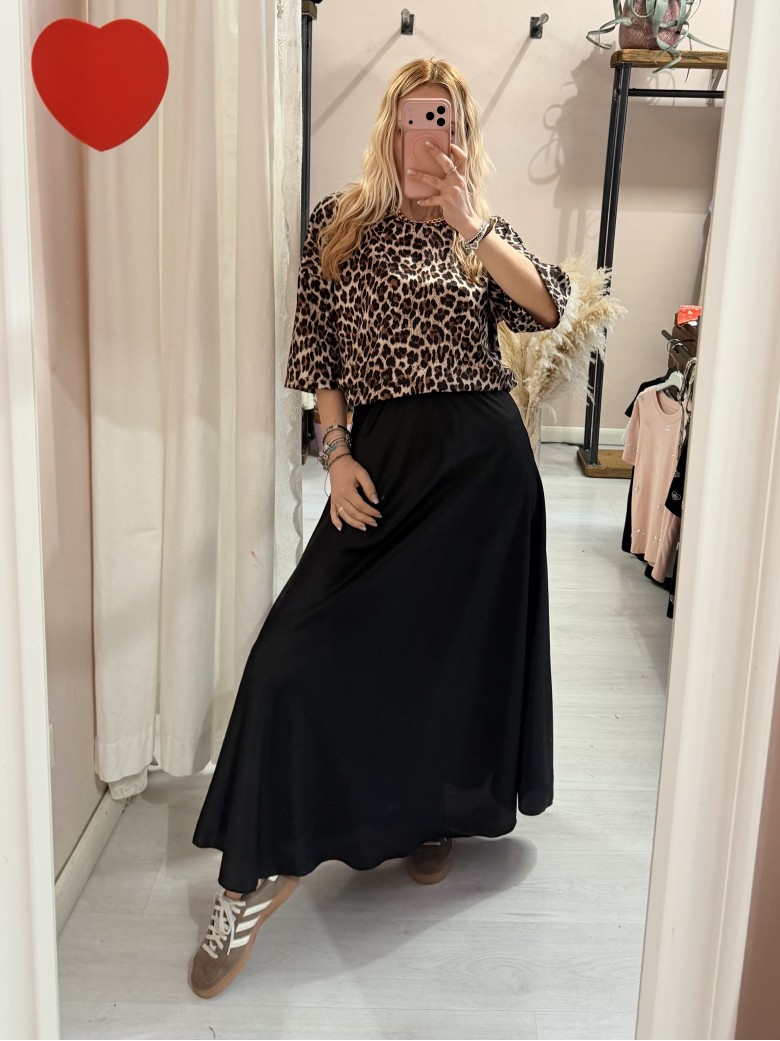 Gonna lunga in raso NERA