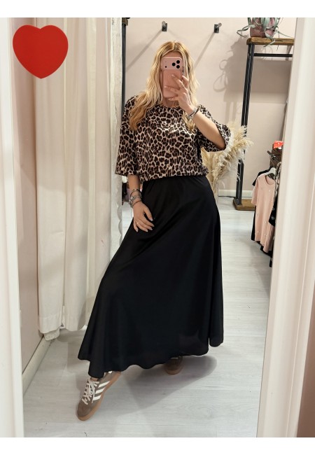 Gonna lunga in raso NERA