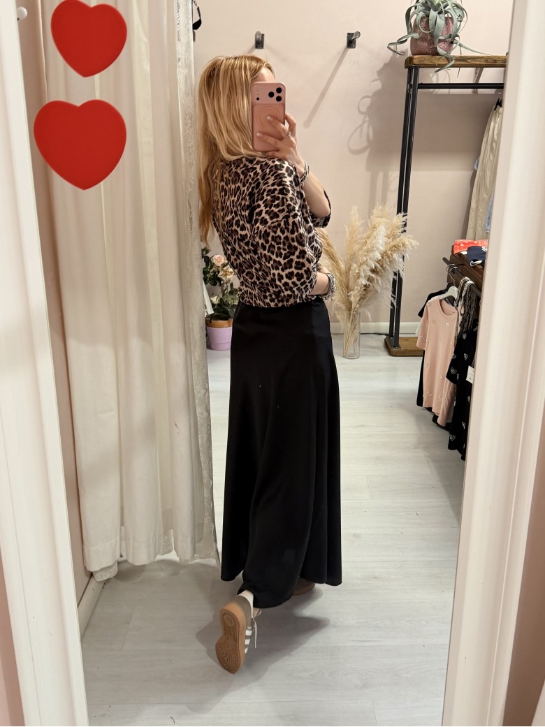 Gonna lunga in raso NERA