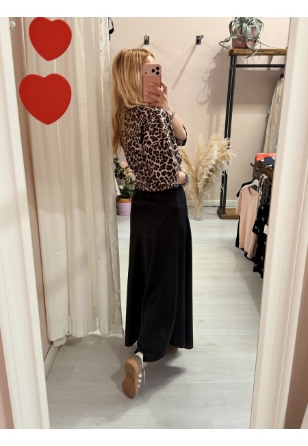 Gonna lunga in raso NERA