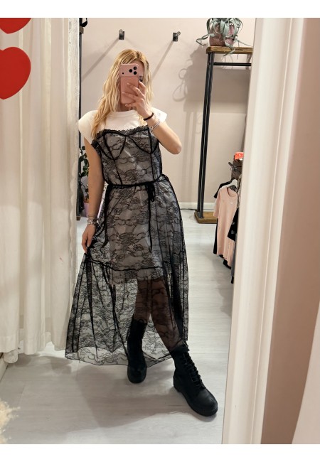 Vestito FIGO in pizzo bainco e nero