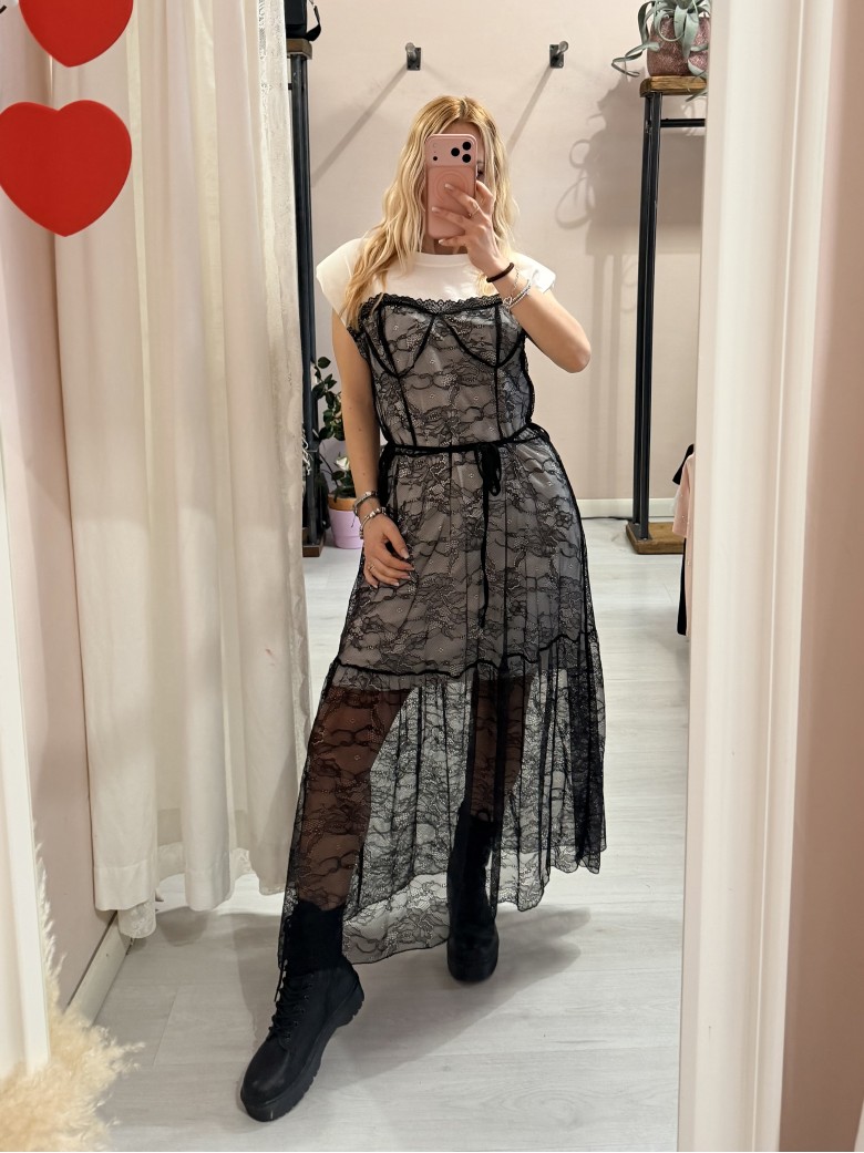 Vestito FIGO in pizzo bainco e nero