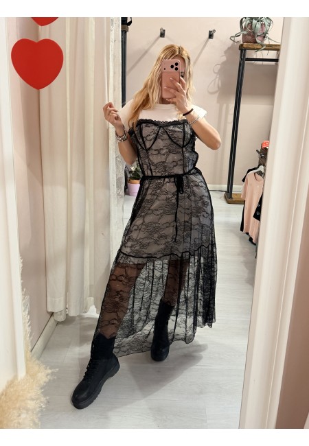 Vestito FIGO in pizzo bainco e nero