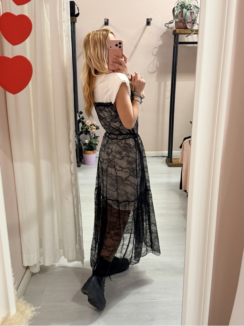 Vestito FIGO in pizzo bainco e nero