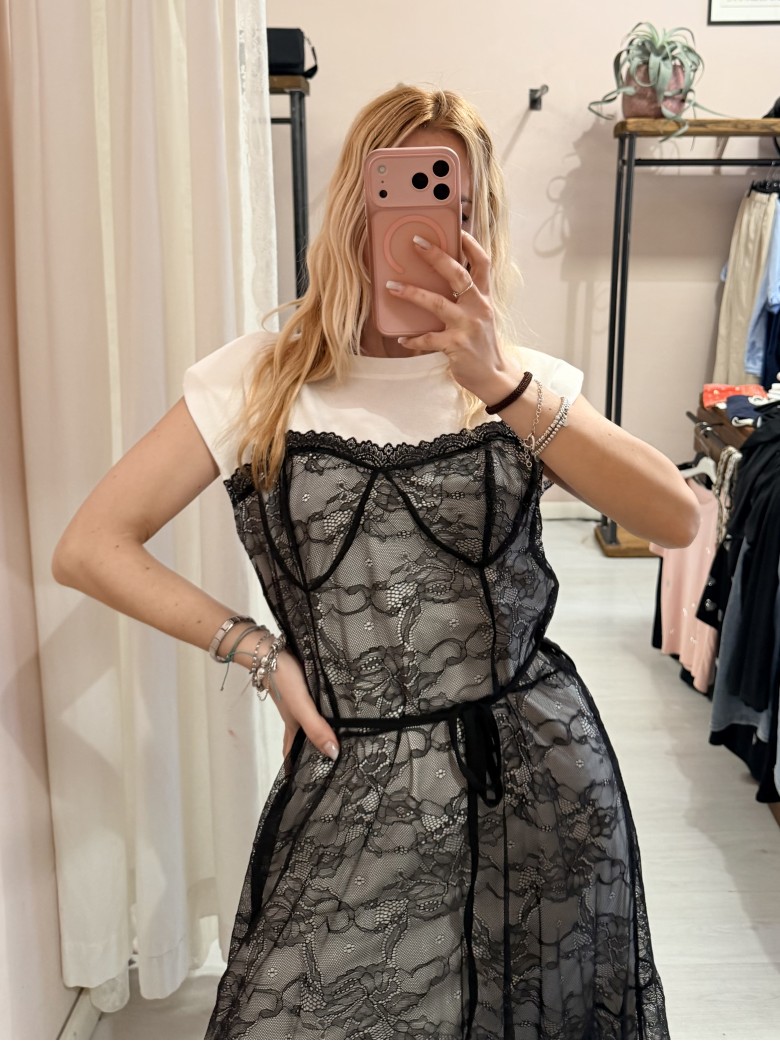 Vestito FIGO in pizzo bainco e nero