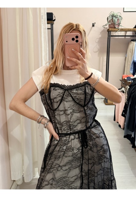 Vestito FIGO in pizzo bainco e nero