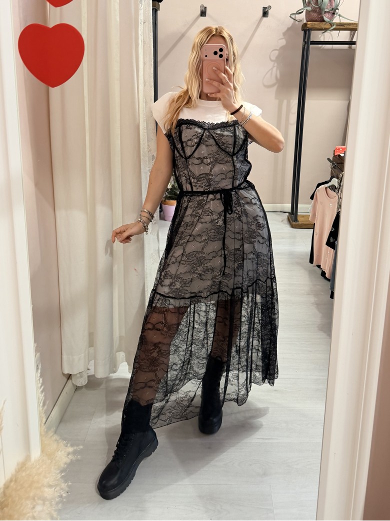 Vestito FIGO in pizzo bainco e nero