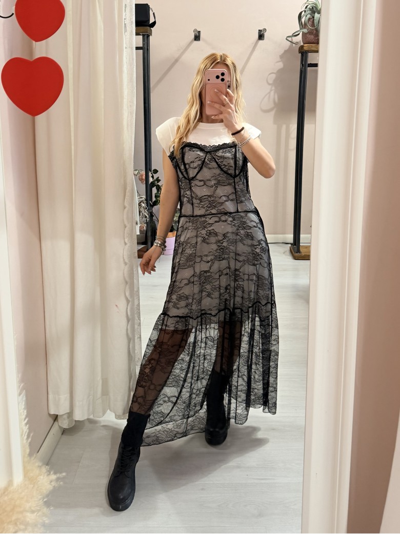 Vestito FIGO in pizzo bainco e nero