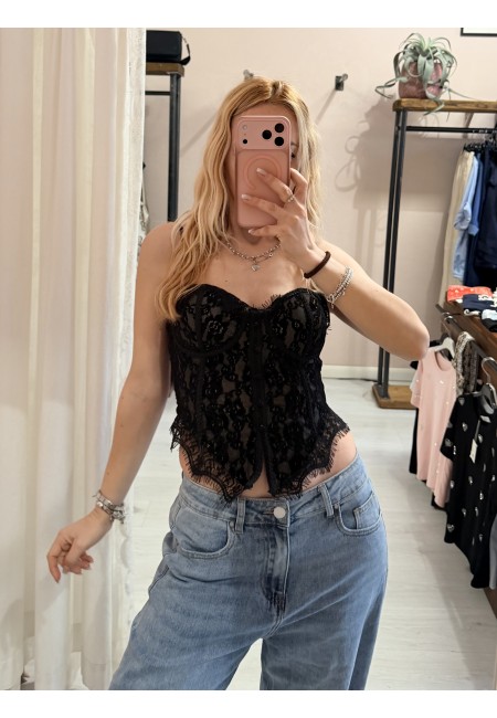 Corpetto in pizzo nero