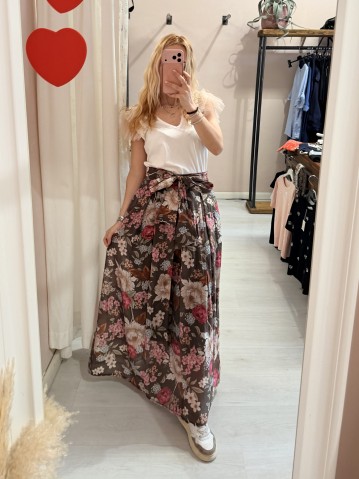 Gonna lunga FLOREALE marrone 2