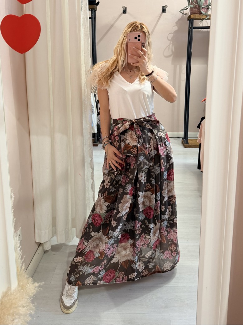 Gonna lunga FLOREALE marrone