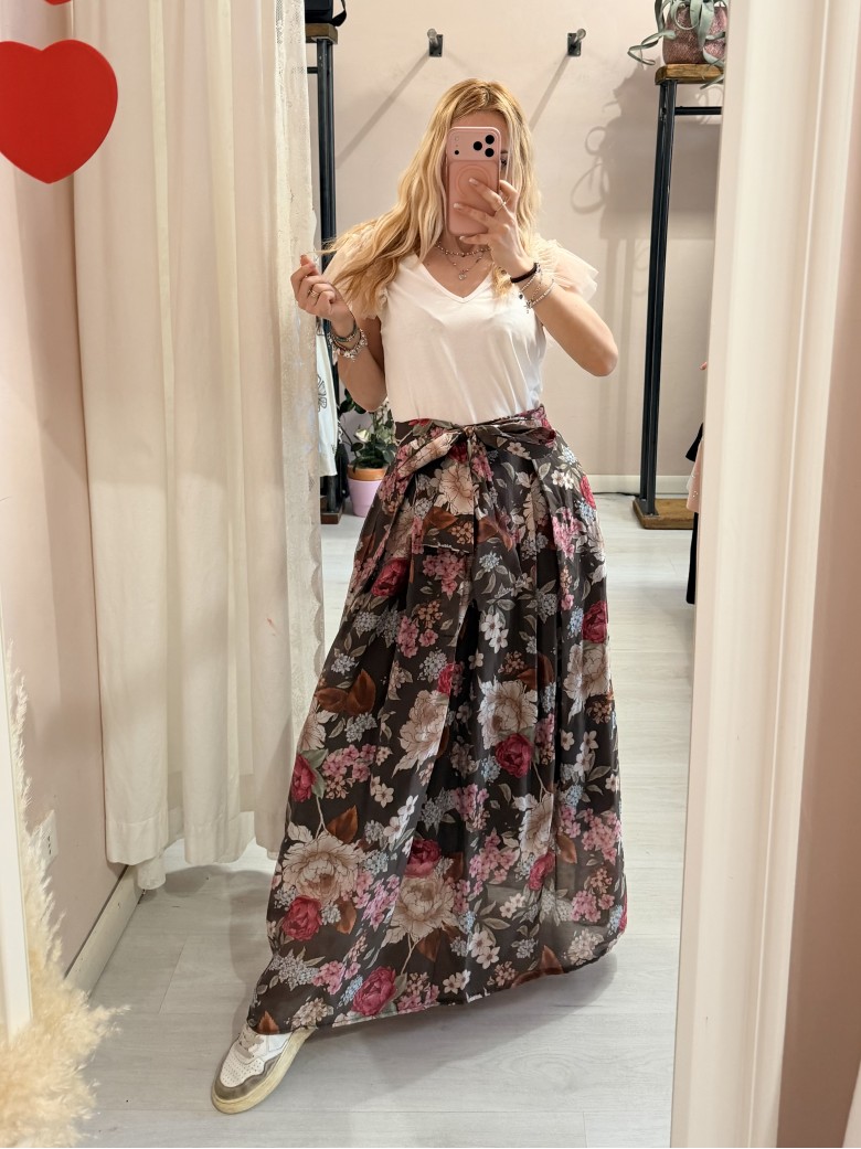 Gonna lunga FLOREALE marrone