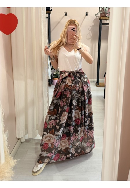 Gonna lunga FLOREALE marrone