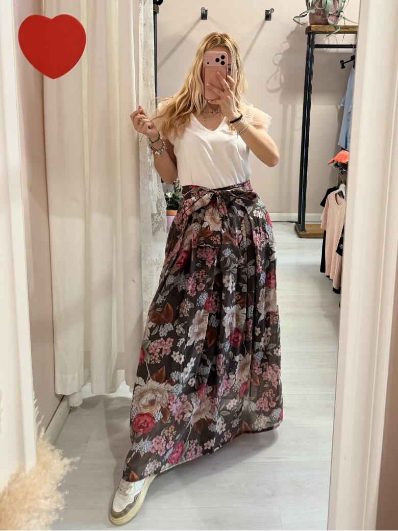 Gonna lunga FLOREALE marrone