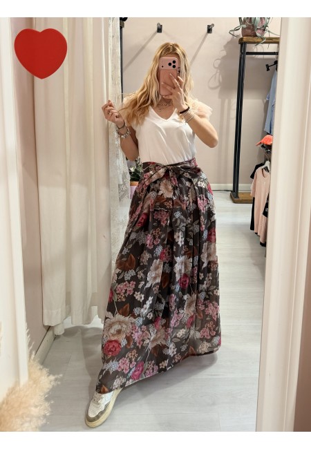 Gonna lunga FLOREALE marrone