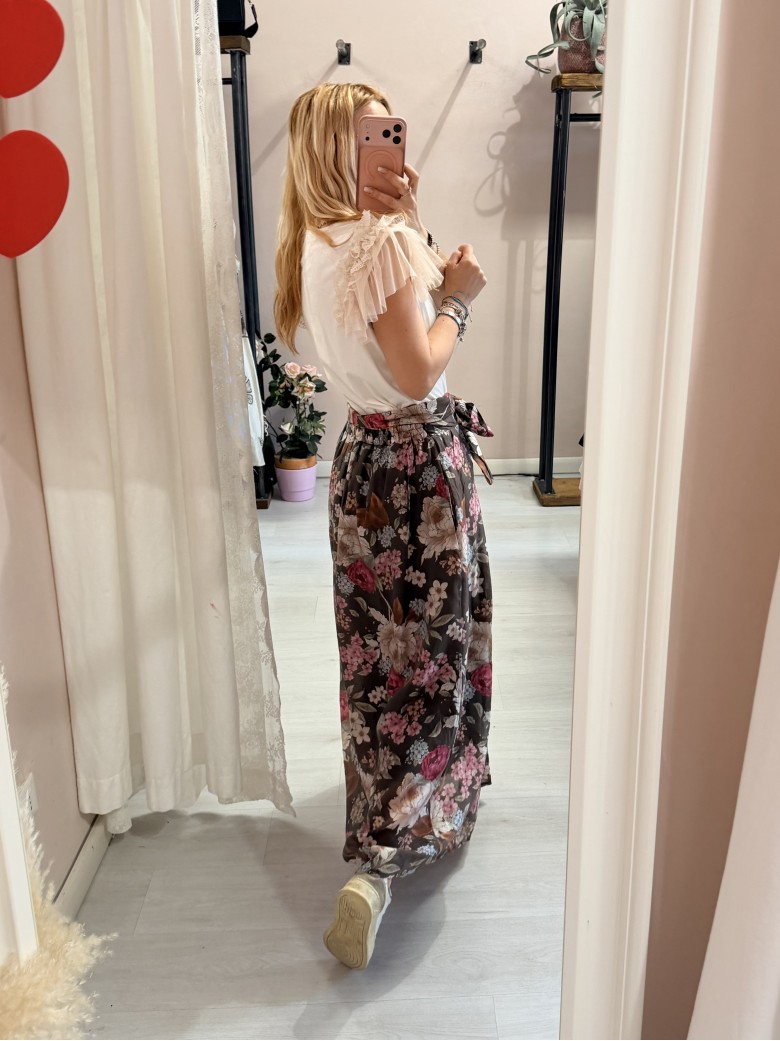 Gonna lunga FLOREALE marrone