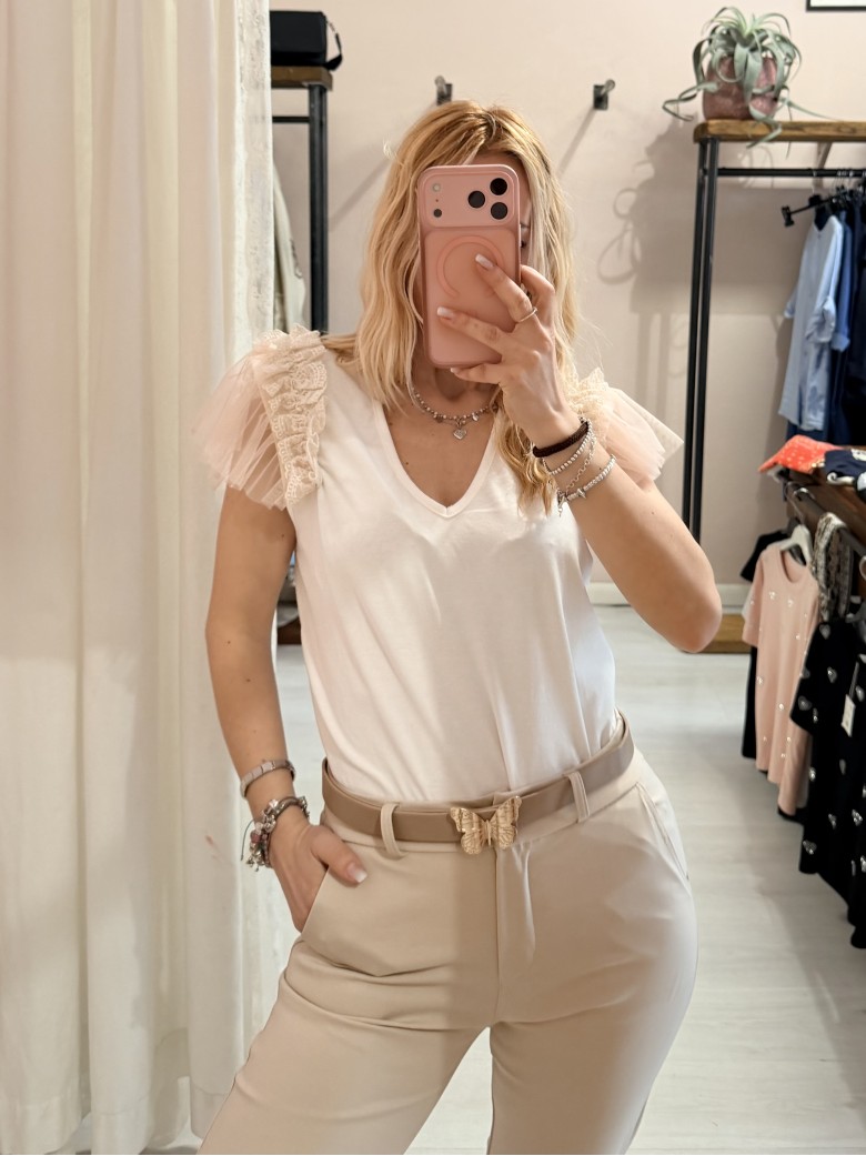 Maglia LUNA tulle scollo a v