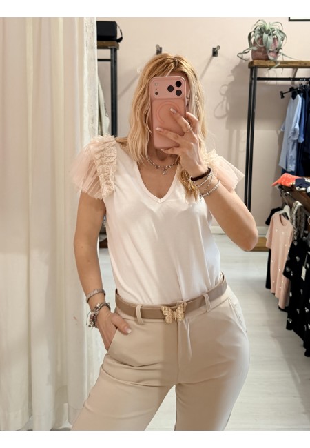 Maglia LUNA tulle scollo a v