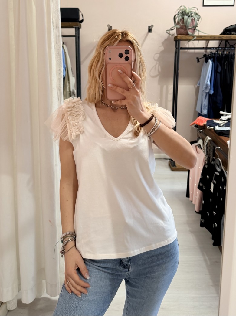 Maglia LUNA tulle scollo a v