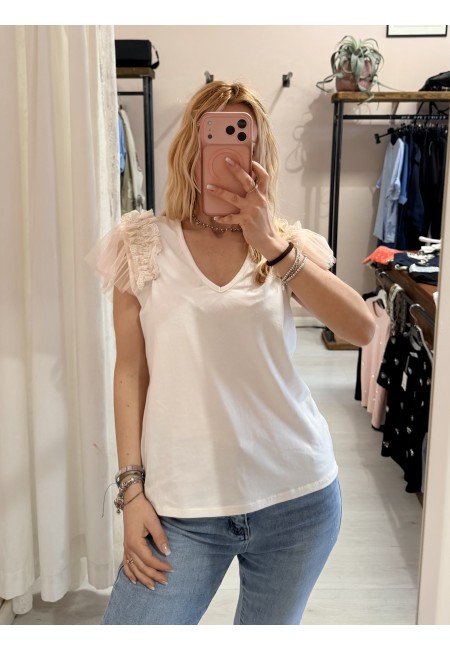 Maglia LUNA tulle scollo a v
