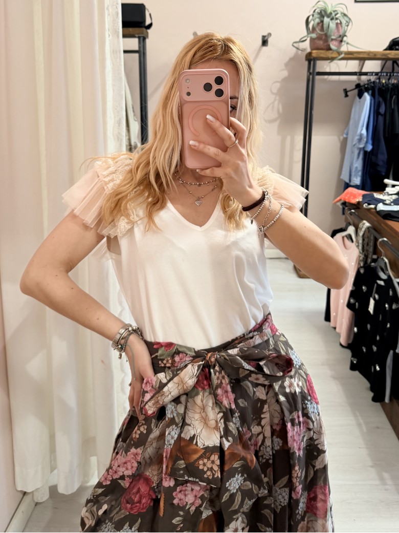 Maglia LUNA tulle scollo a v