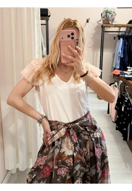 Maglia LUNA tulle scollo a v