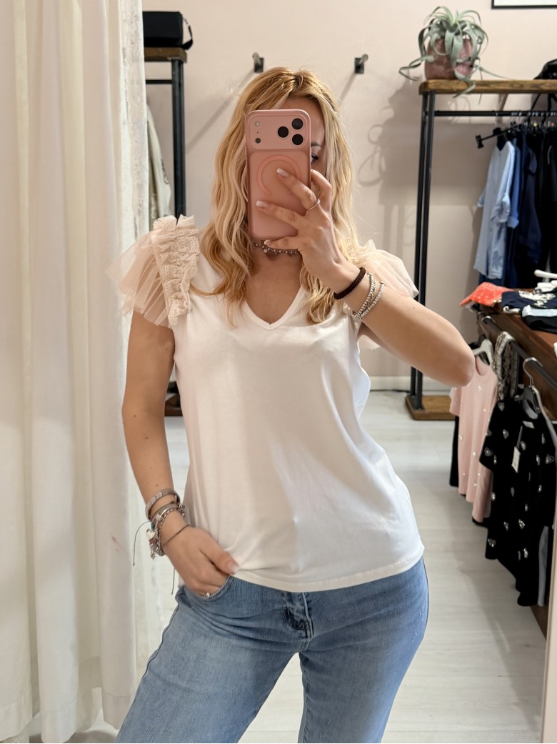 Maglia LUNA tulle scollo a v