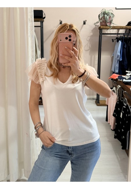 Maglia LUNA tulle scollo a v