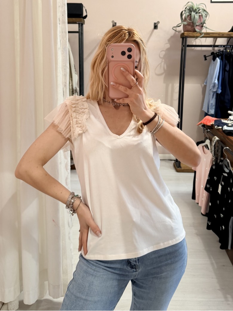Maglia LUNA tulle scollo a v