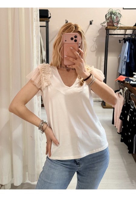 Maglia LUNA tulle scollo a v