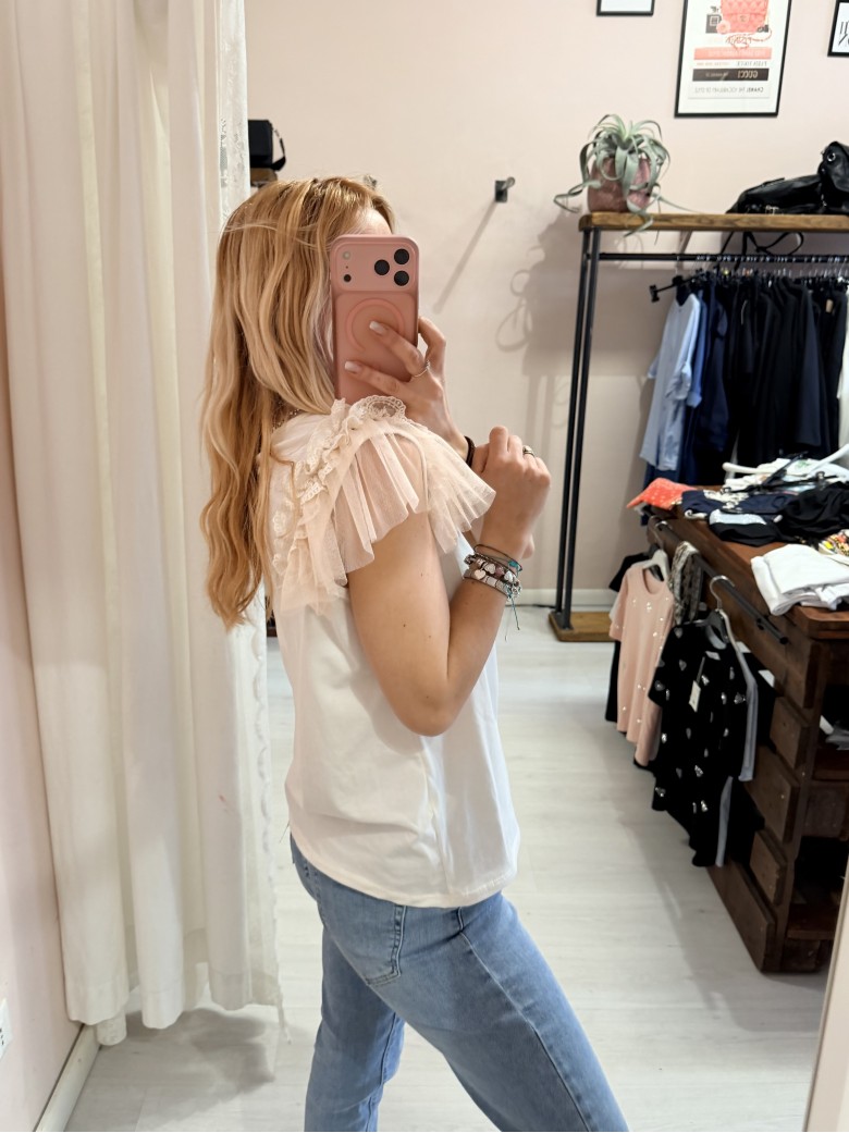 Maglia LUNA tulle scollo a v