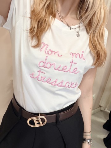 Maglia t shirt non mi dovete stressare rosa