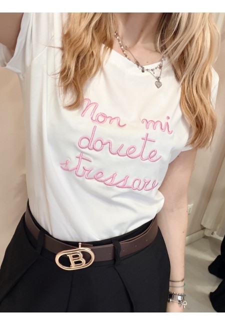 Maglia t shirt non mi dovete stressare rosa